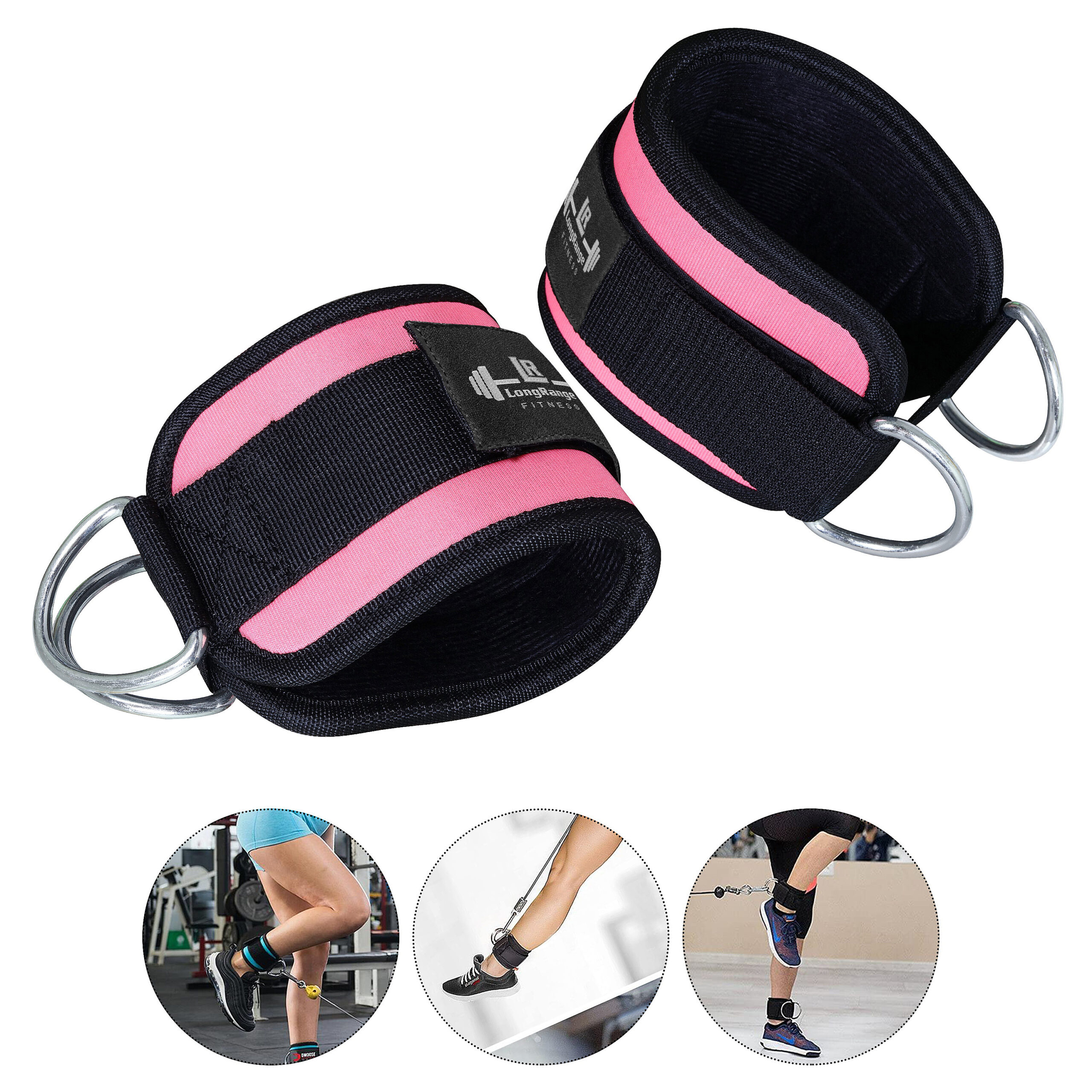 Ankle Cuff Gym Strap (Pink) - Image 2