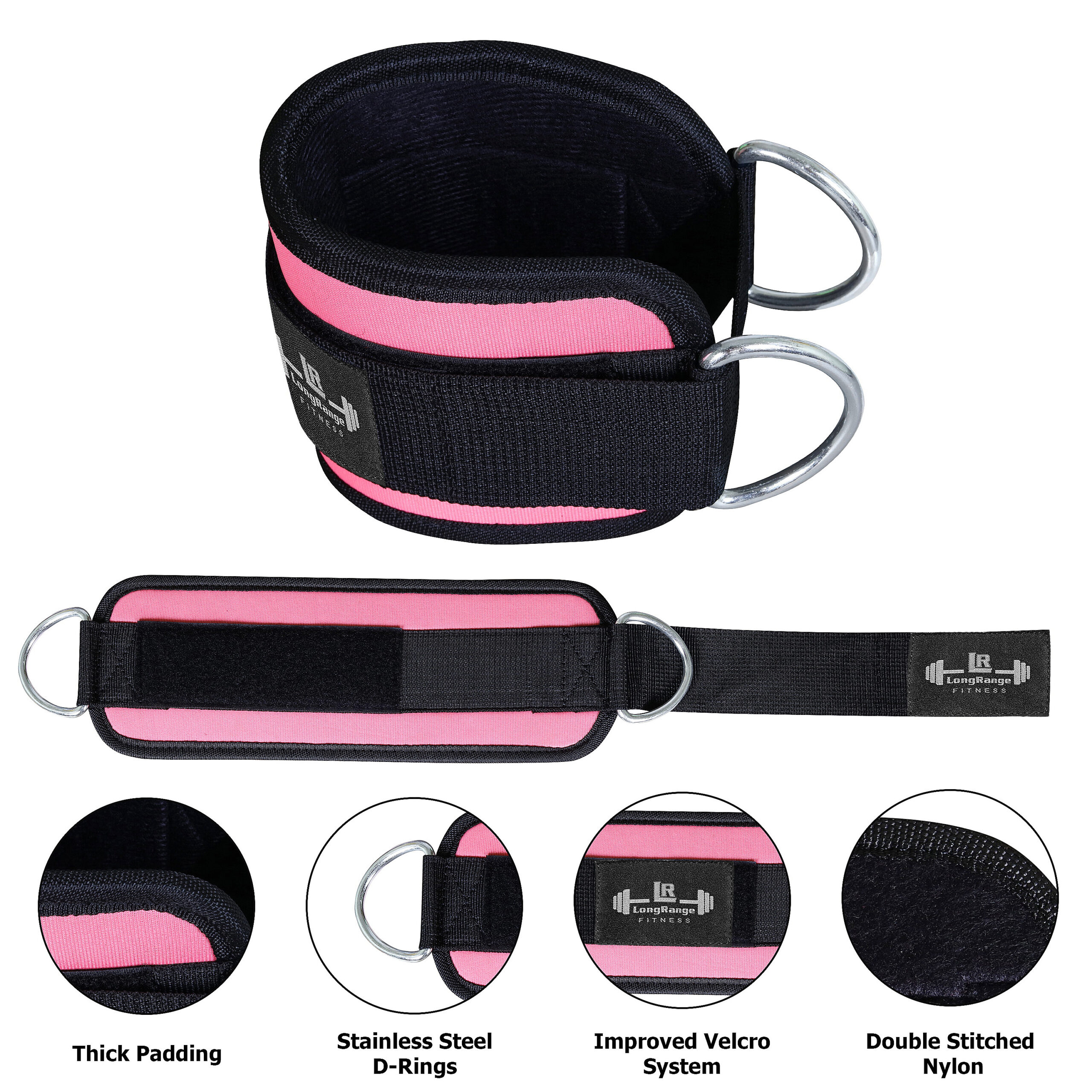 Ankle Cuff Gym Strap (Pink) - Image 3
