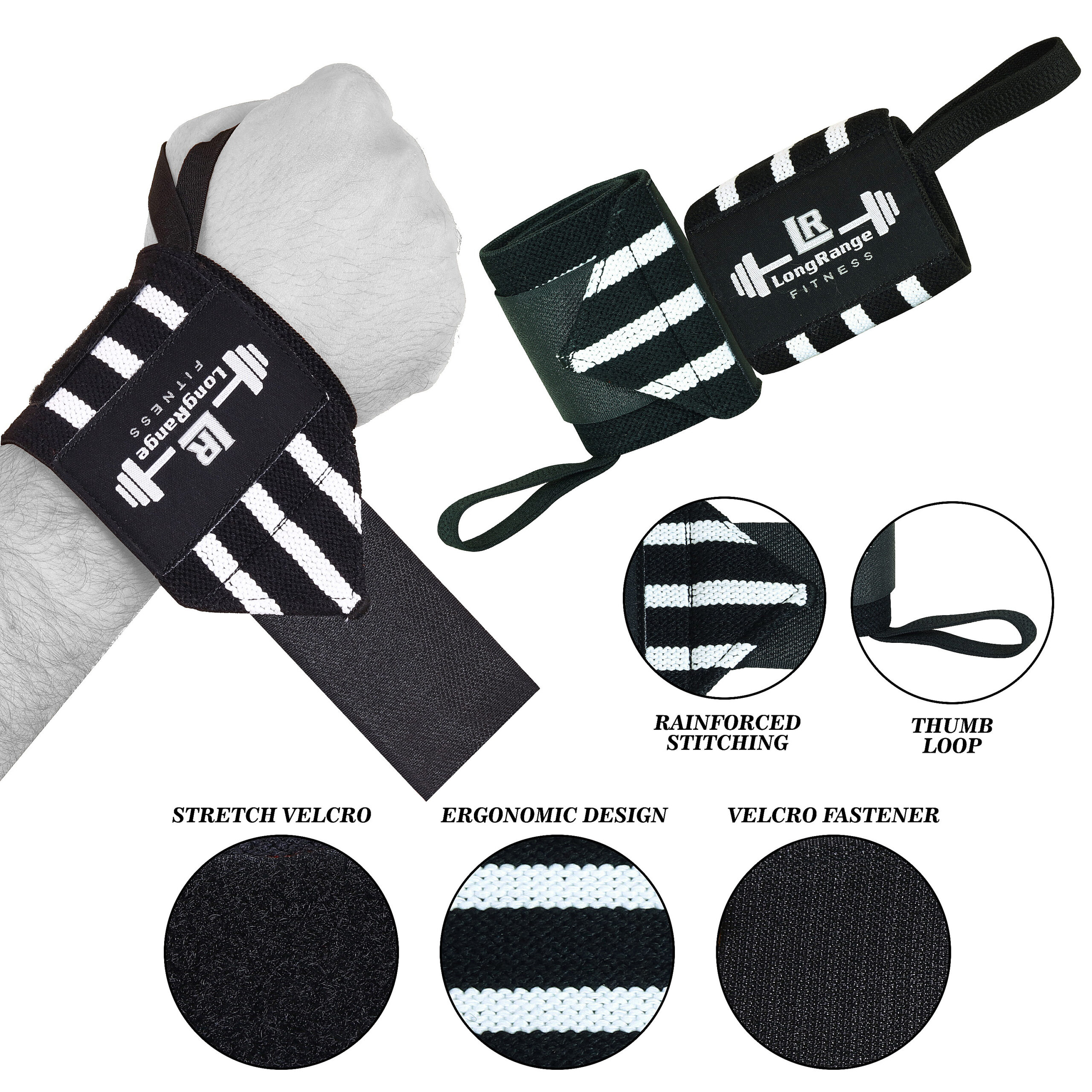 Weight Lifting Wrist Strap (Black) - Image 2