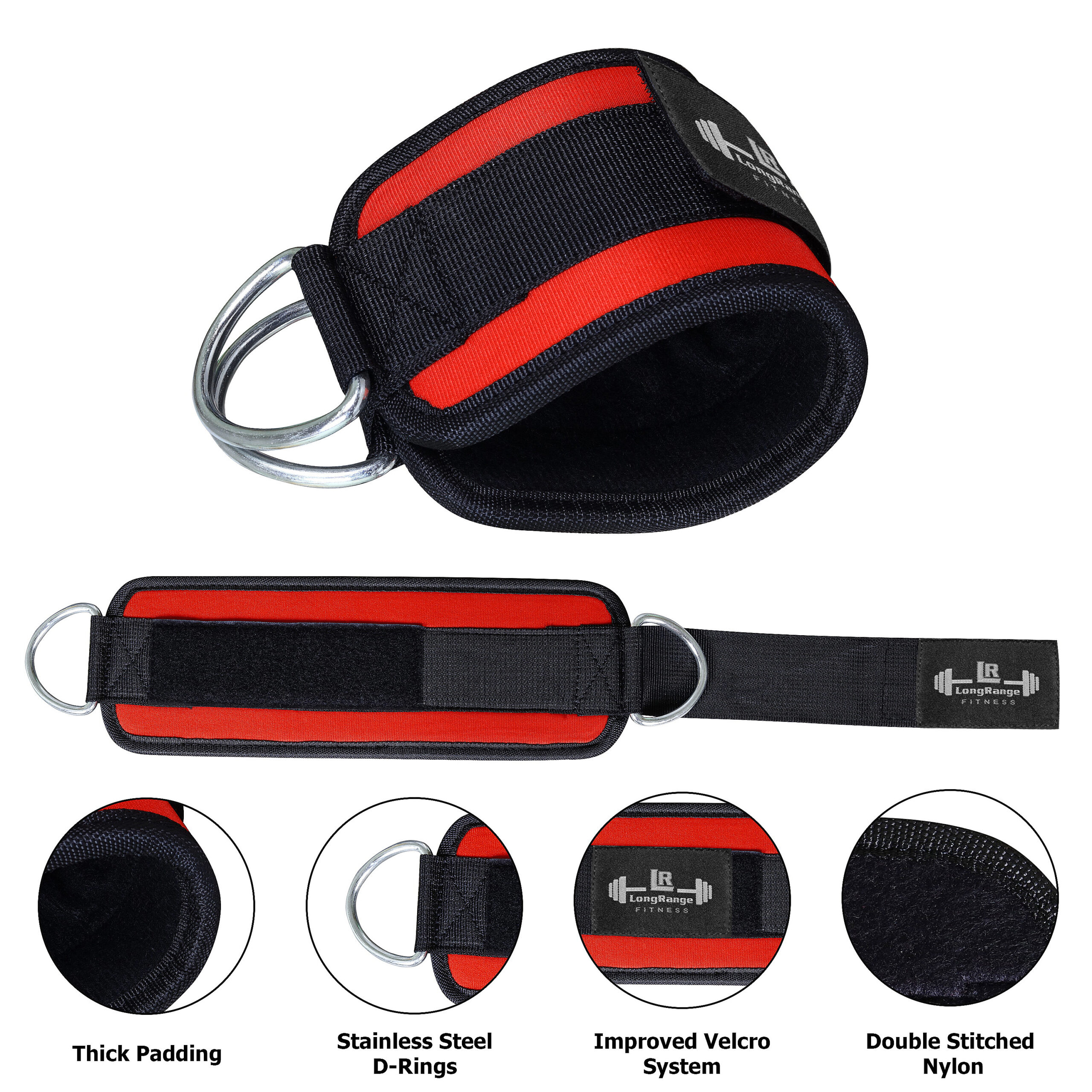 Ankle Cuff Gym Strap (Red) - Image 3