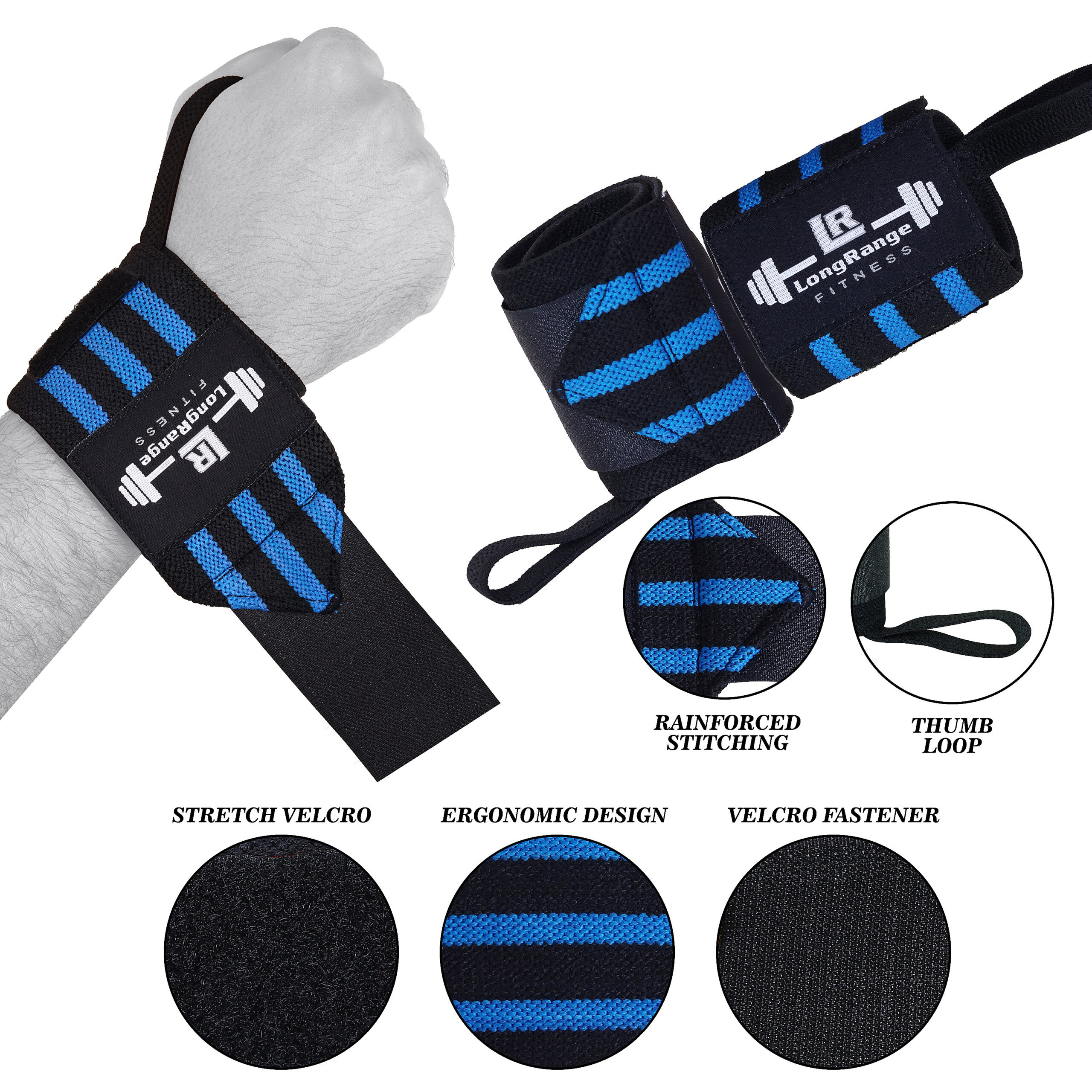 Weight Lifting Wrist Strap (Blue) - Image 2